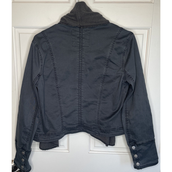 Abercrombie & Fitch Women's Waffle Wrap Jacket Sz L Y2K Boho Steel Gray Moto - Picture 6 of 10